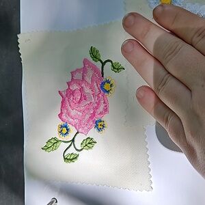 Handmade machine embroidery flower patch